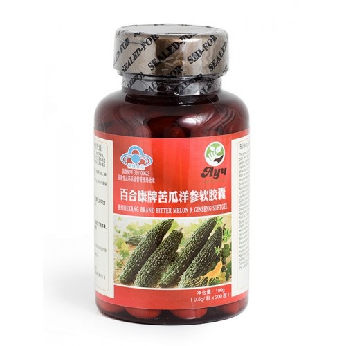 Капсулы "Момордика и женьшень" (Bitter Melon & Ginseng Softgel) Baihekang brand